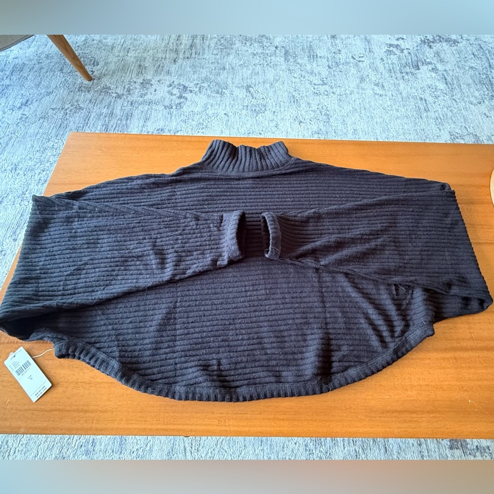 Black Ribbed Turtleneck Sweater